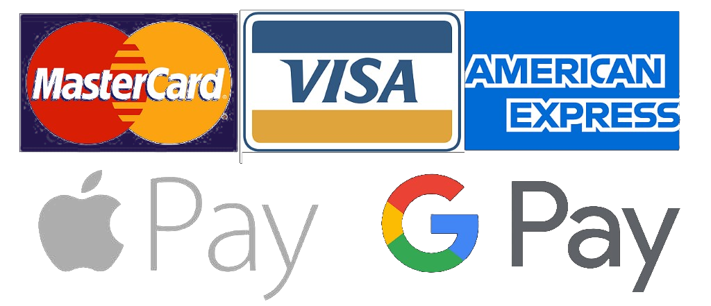 Modes de paiement acceptés : MasterCard, Visa, American Express, Apple Pay, Google Pay